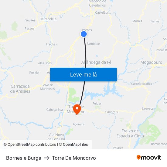 Bornes e Burga to Torre De Moncorvo map