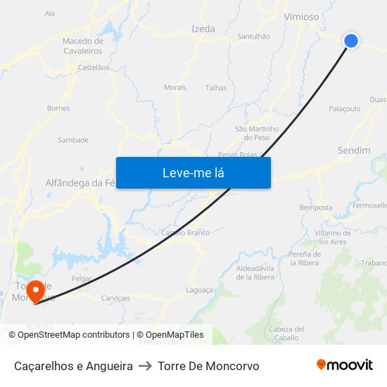 Caçarelhos e Angueira to Torre De Moncorvo map