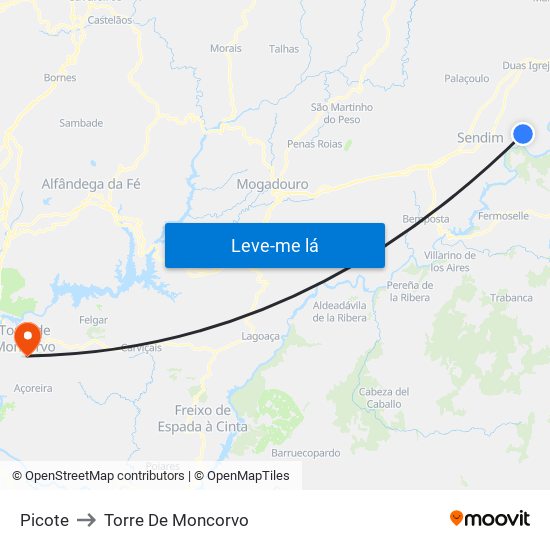 Picote to Torre De Moncorvo map