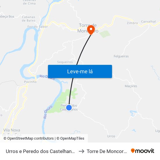 Urros e Peredo dos Castelhanos to Torre De Moncorvo map