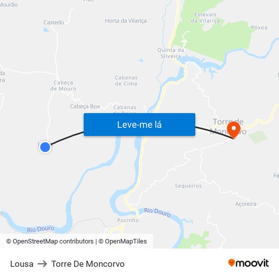 Lousa to Torre De Moncorvo map