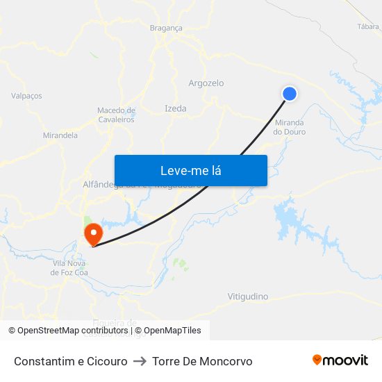 Constantim e Cicouro to Torre De Moncorvo map