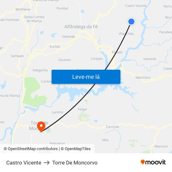 Castro Vicente to Torre De Moncorvo map