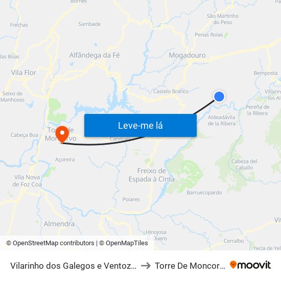 Vilarinho dos Galegos e Ventozelo to Torre De Moncorvo map