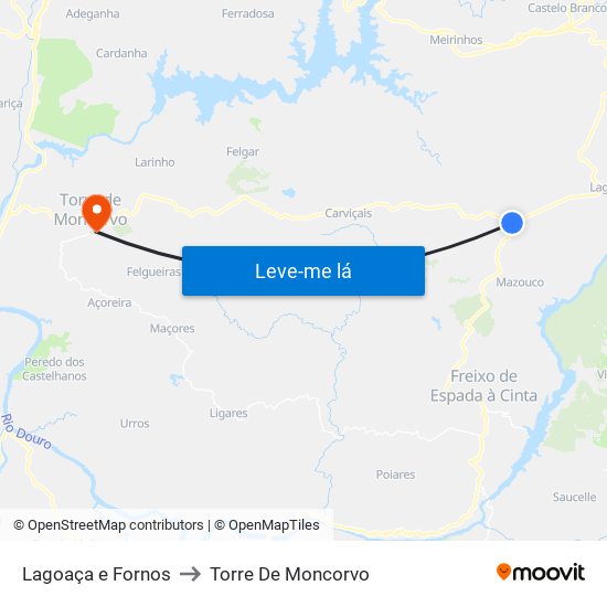 Lagoaça e Fornos to Torre De Moncorvo map