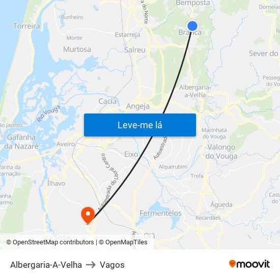 Albergaria-A-Velha to Vagos map