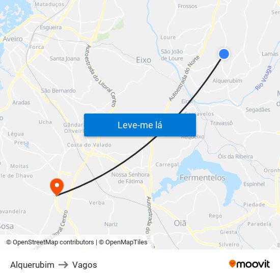 Alquerubim to Vagos map