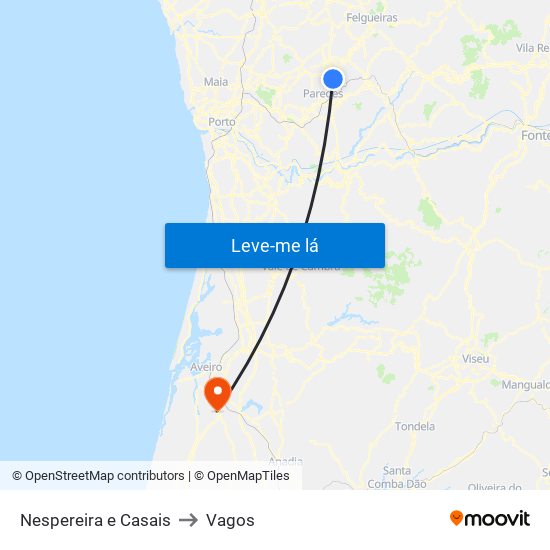 Nespereira e Casais to Vagos map