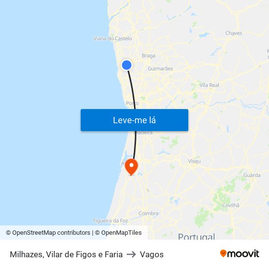 Milhazes, Vilar de Figos e Faria to Vagos map