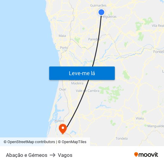 Abação e Gémeos to Vagos map