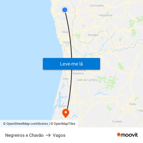 Negreiros e Chavão to Vagos map