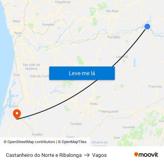 Castanheiro do Norte e Ribalonga to Vagos map