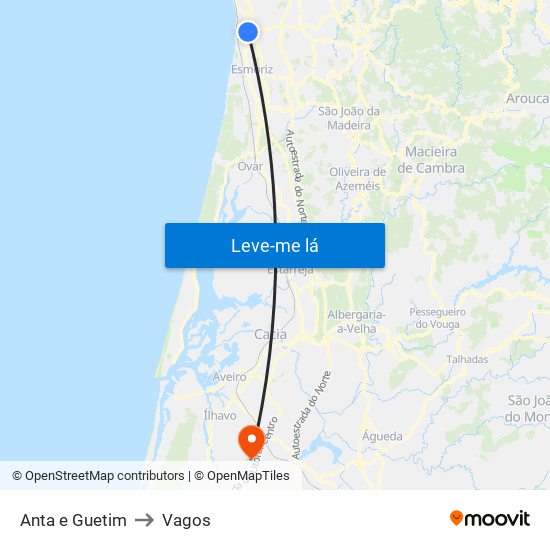 Anta e Guetim to Vagos map