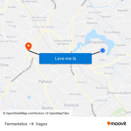 Fermentelos to Vagos map