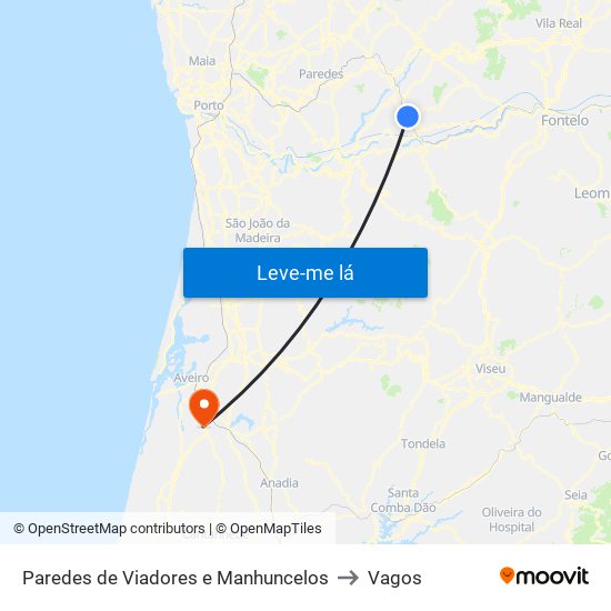 Paredes de Viadores e Manhuncelos to Vagos map