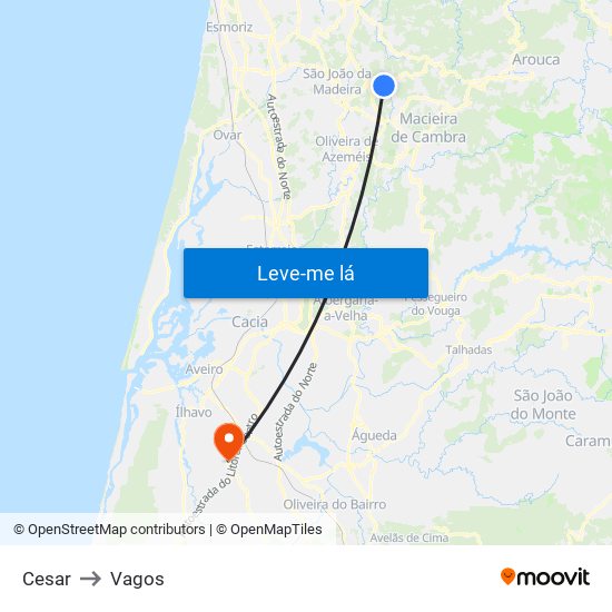 Cesar to Vagos map