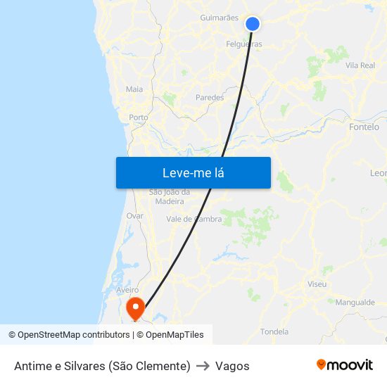 Antime e Silvares (São Clemente) to Vagos map