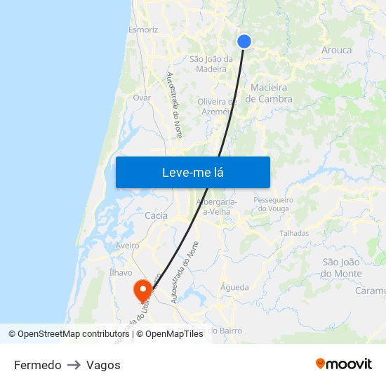 Fermedo to Vagos map
