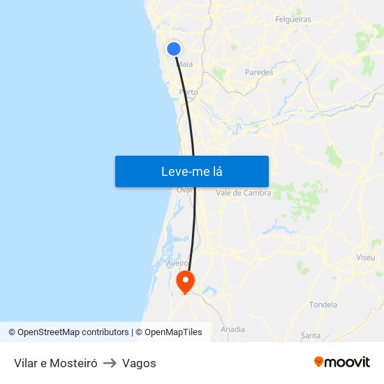 Vilar e Mosteiró to Vagos map