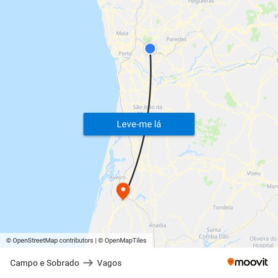 Campo e Sobrado to Vagos map