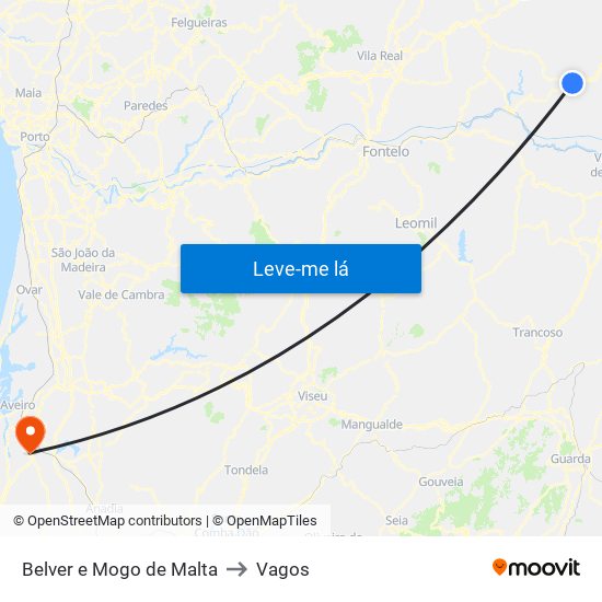 Belver e Mogo de Malta to Vagos map