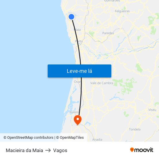 Macieira da Maia to Vagos map