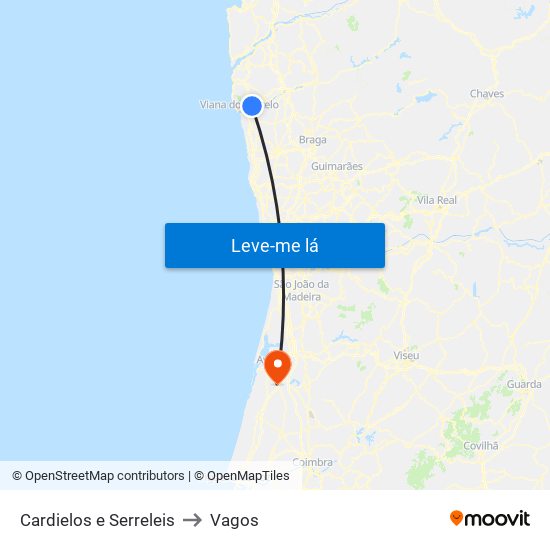 Cardielos e Serreleis to Vagos map