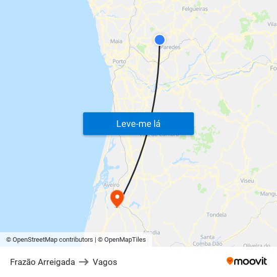 Frazão Arreigada to Vagos map