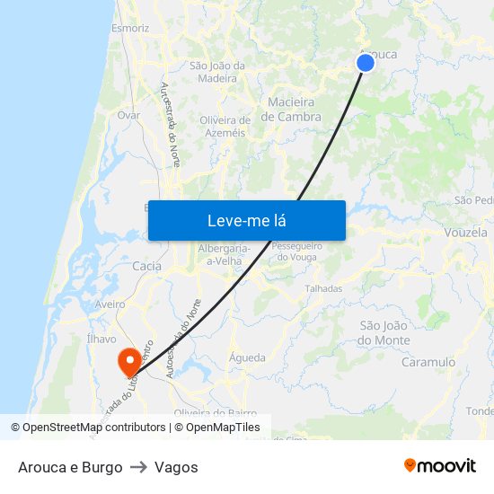 Arouca e Burgo to Vagos map