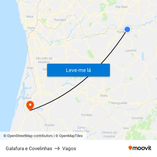 Galafura e Covelinhas to Vagos map