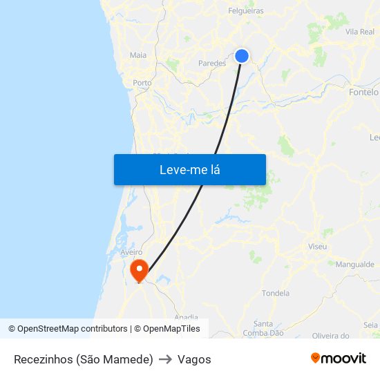 Recezinhos (São Mamede) to Vagos map
