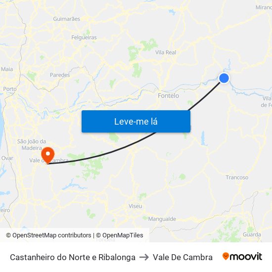 Castanheiro do Norte e Ribalonga to Vale De Cambra map