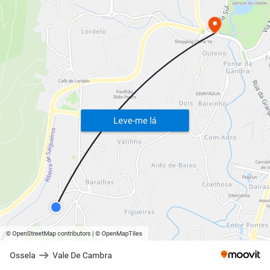 Ossela to Vale De Cambra map