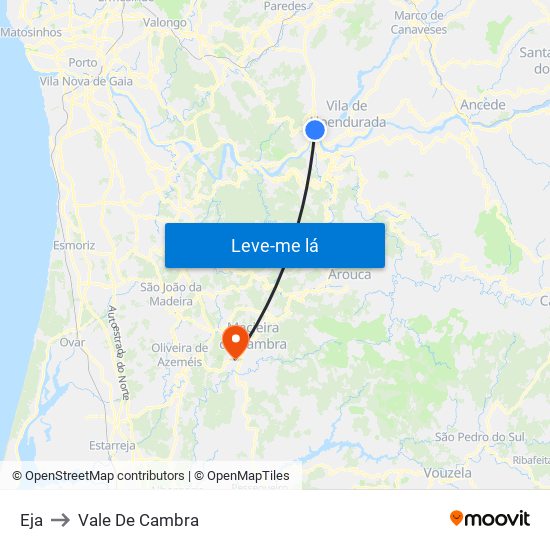 Eja to Vale De Cambra map