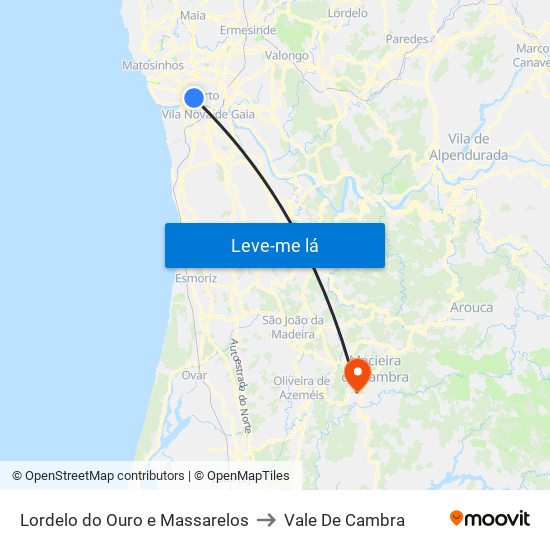 Lordelo do Ouro e Massarelos to Vale De Cambra map