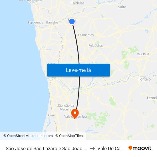 São José de São Lázaro e São João do Souto to Vale De Cambra map