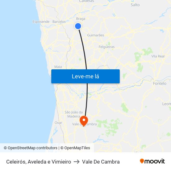 Celeirós, Aveleda e Vimieiro to Vale De Cambra map