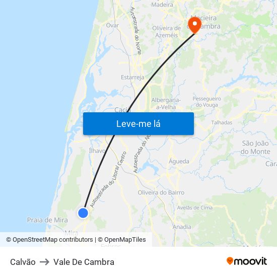 Calvão to Vale De Cambra map