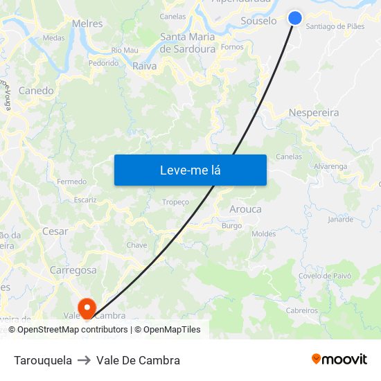Tarouquela to Vale De Cambra map
