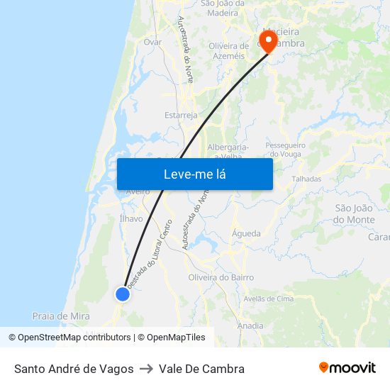 Santo André de Vagos to Vale De Cambra map