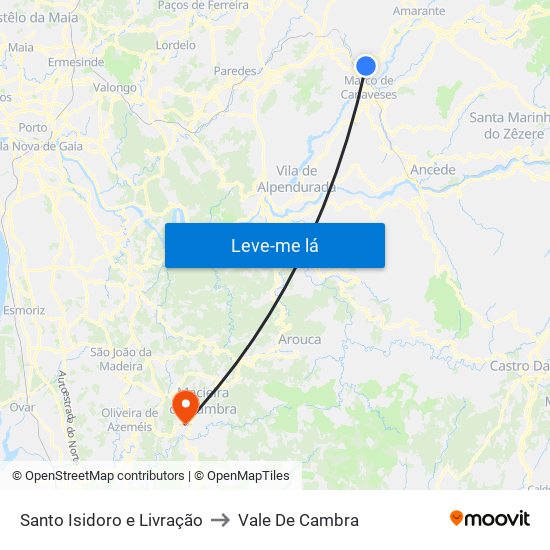 Santo Isidoro e Livração to Vale De Cambra map