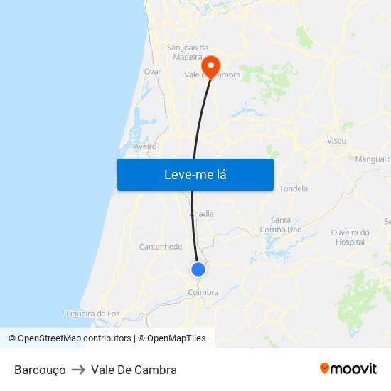 Barcouço to Vale De Cambra map