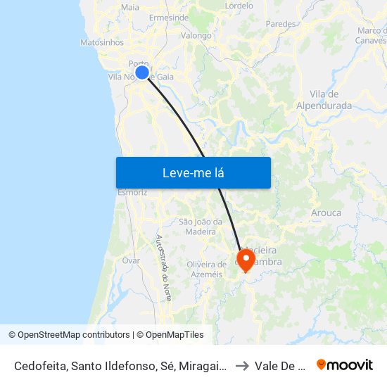 Cedofeita, Santo Ildefonso, Sé, Miragaia, São Nicolau e Vitória to Vale De Cambra map