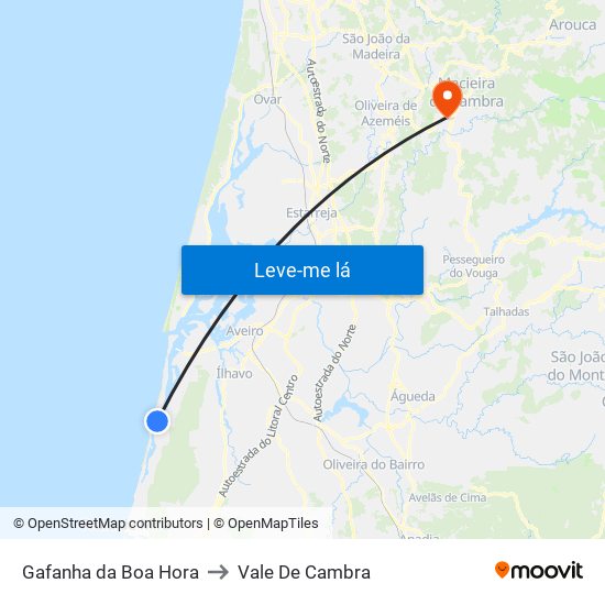 Gafanha da Boa Hora to Vale De Cambra map