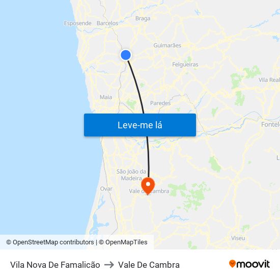 Vila Nova De Famalicão to Vale De Cambra map