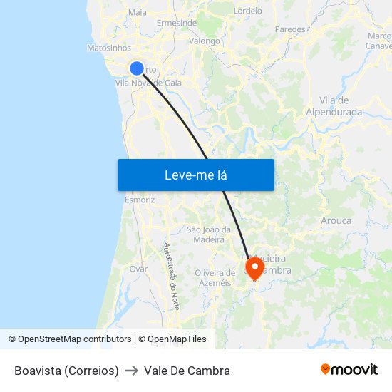 Boavista (Correios) to Vale De Cambra map