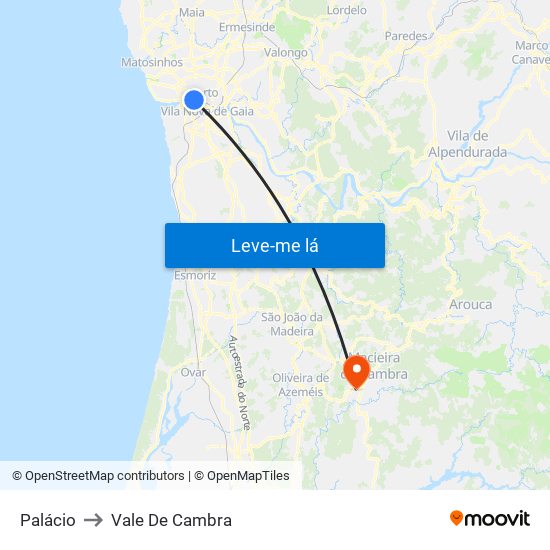 Palácio to Vale De Cambra map