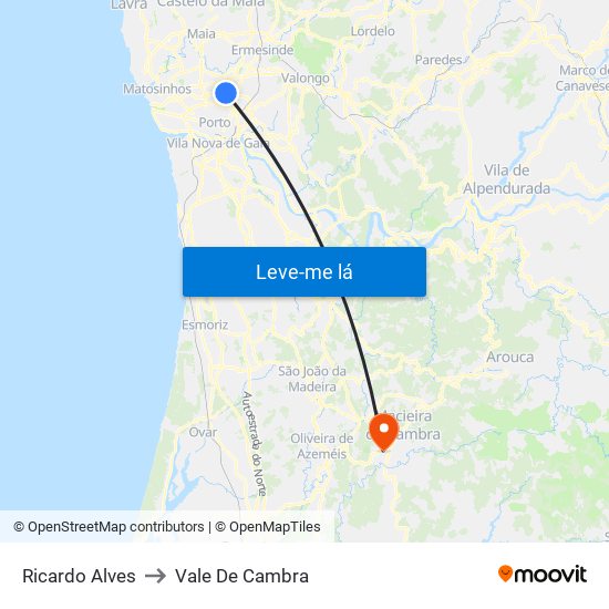 Ricardo Alves to Vale De Cambra map