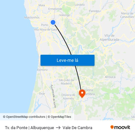 Tv. da Ponte | Albuquerque to Vale De Cambra map