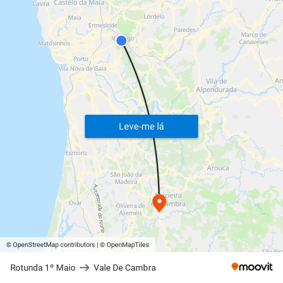 Rotunda 1º Maio to Vale De Cambra map